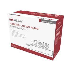 (MICRÓFONO INTEGRADO) KIT TURBOHD 5 Megapixel / DVR 4 Canales / 4 Cámaras Bala con Micrófono Integrado (exterior 2.8 mm) / Fuente de Poder / Accesorios de Instalación