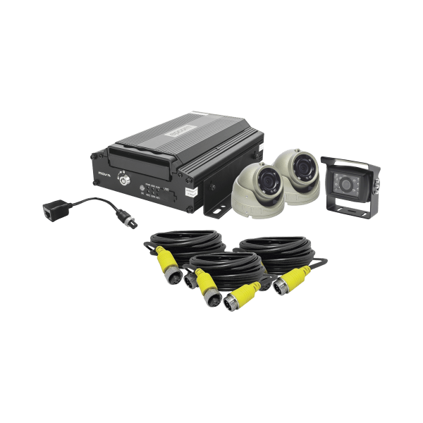 KIT DVR PARA VEHICULO /  INCLUYE /  CÁMARAS PARA INTERIOR /  CÁMARA PARA EXTERIOR, / 2MP AHD /  CABLES EXTENSORES / ADAPTADOR LAN.